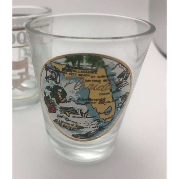 SET OF 4 "PLACES IN THE U.S." SHOT GLASSES Florida, Pensacola, Hollywood & Ocean - Picture 5 of 5